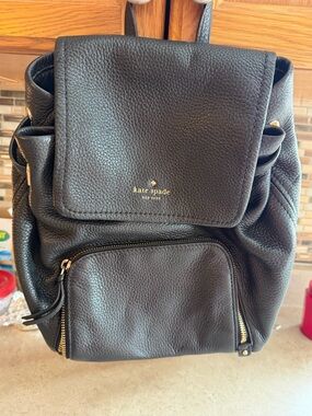 Kate Spade Black Pebbled Leather Backpack